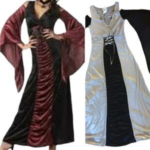 Y2K California Costume Vampire Vixen Silver Black Velvet Cosplay Dress XL
